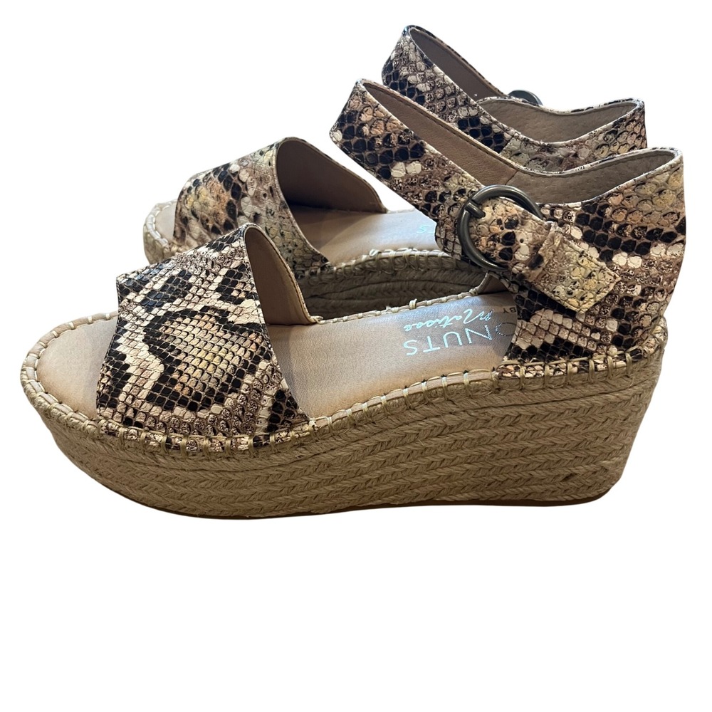 Coconuts by Matisse Flirty Snakeskin Espadrille Wedge Sandals Brown Tan Sz 8.5M - Picture 4 of 8